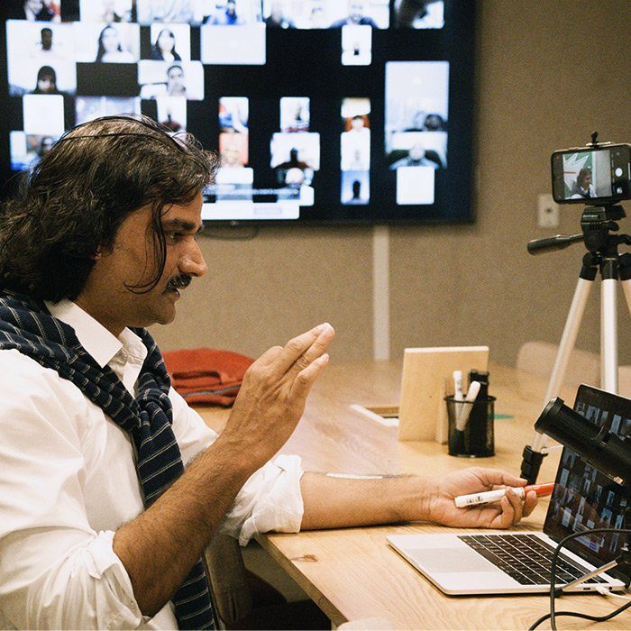 Santosh Talaghatti conducting a virtual capacity-building training session over video conference